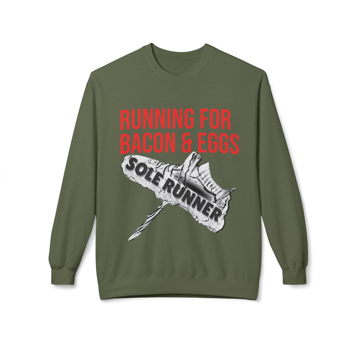 Running For Bacon & Eggs: Unisex Midweight Softstyle Fleece Crewneck Sweatshirt
