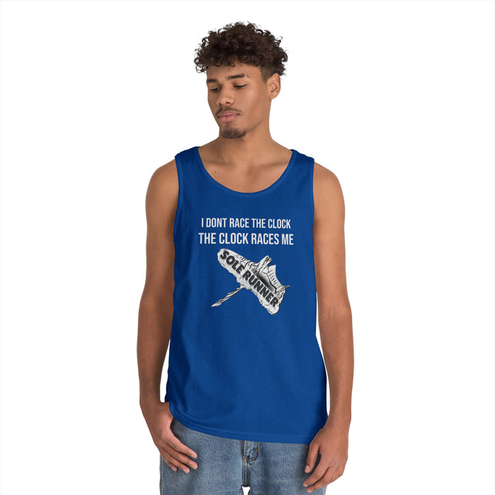 I Don't Race The Clock. The Clock Races Me: Unisex Heavy Cotton Tank Top
