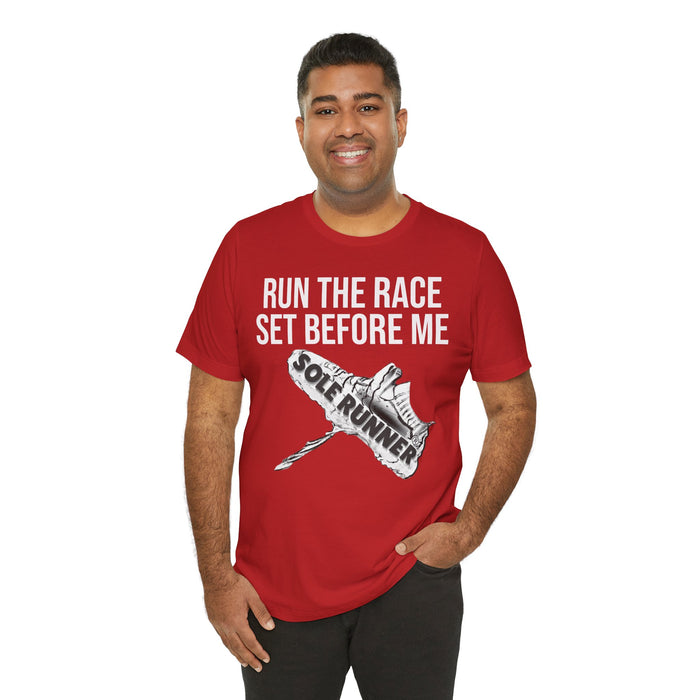 Run The Race Set Before Me: Unisex Jersey Short Sleeve Tee