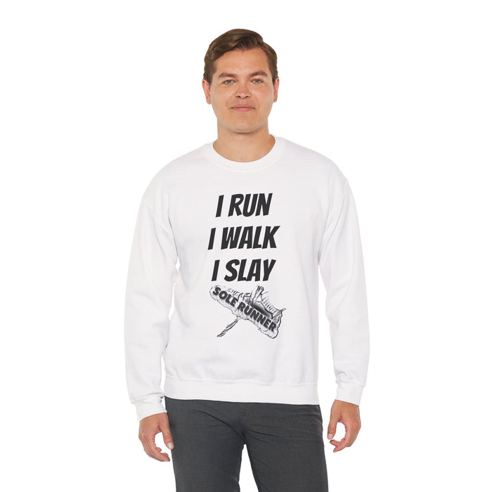 I Run. I Walk. I Slay Miles: Unisex Heavy Blend™ Crewneck Sweatshirt