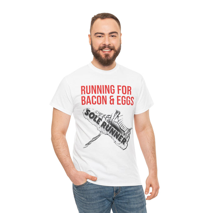 Running For Bacon & Eggs: Unisex Heavy Cotton Tee