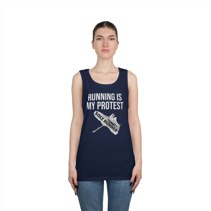 Running Is My Protest: Unisex Heavy Cotton Tank Top