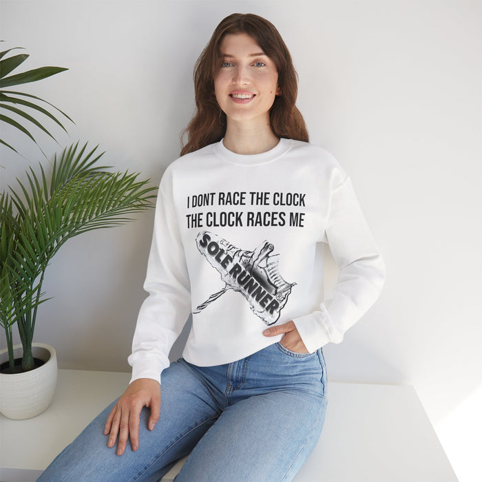 I Don't Race The Clock. The Clock Races Me: Unisex Heavy Blend™ Crewneck Sweatshirt