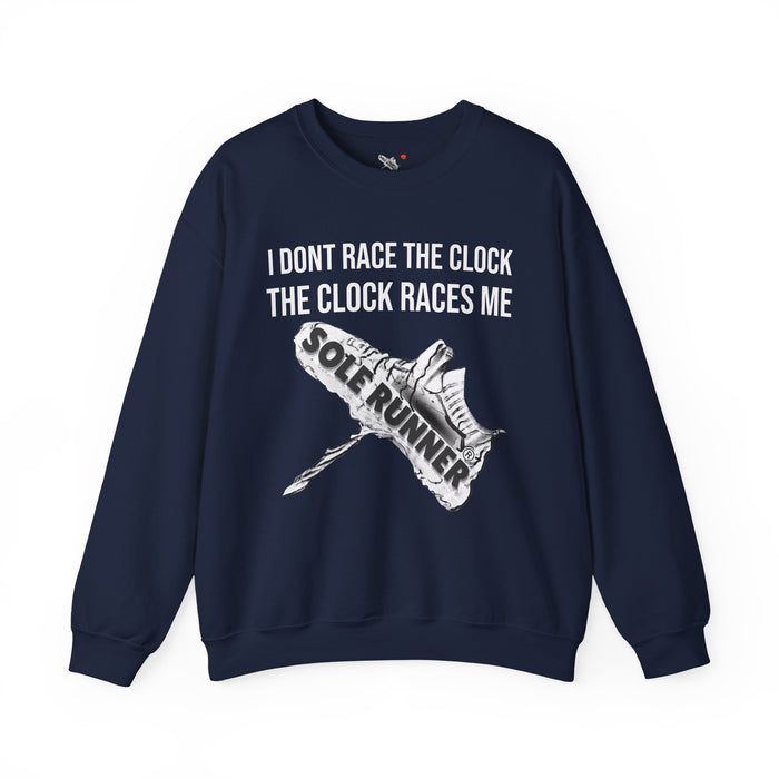 I Don't Race The Clock. The Clock Races Me: Unisex Heavy Blend™ Crewneck Sweatshirt