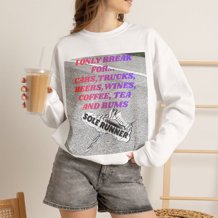 I Only Break For Cars, Trucks, Beers, Wines. Coffee, Tea, and Rums: Unisex Heavy Blend™ Crewneck Sweatshirt