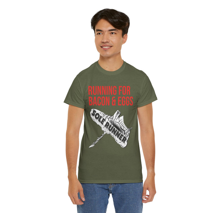 Running For Bacon & Eggs: Unisex Heavy Cotton Tee