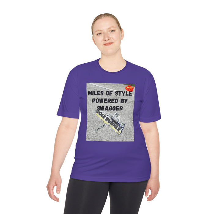 Miles of Style Powered by Swagger-Whimsical Moisture Wicking Unisex T-Shirt For Runners