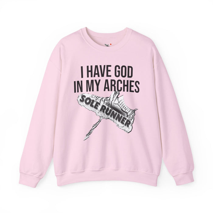 I Have God In My Arches: Unisex Heavy Blend™ Crewneck Sweatshirt