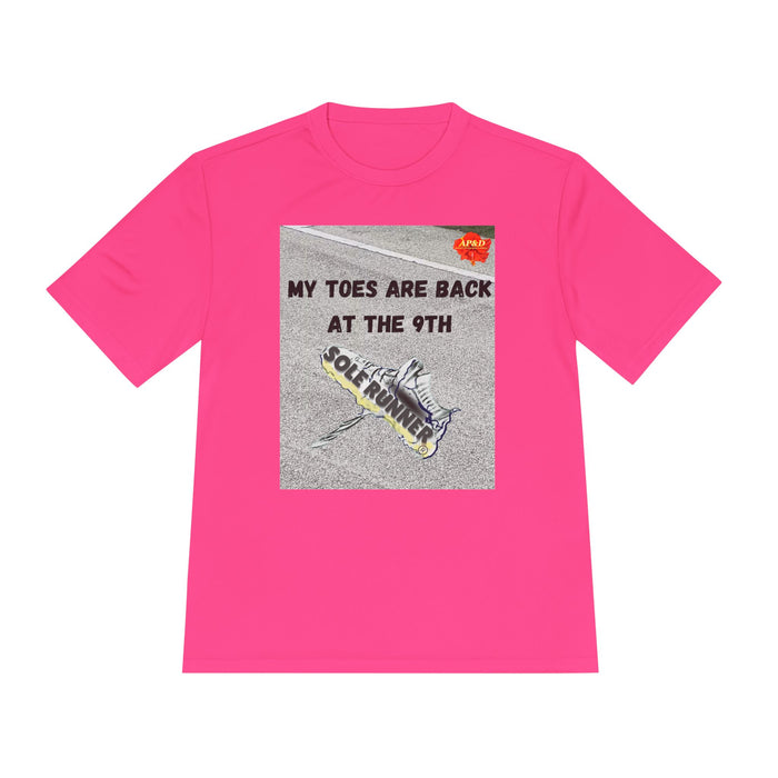 My Toes Are Back at the 9th-Whimsical Moisture Wicking Unisex T-Shirt For Runners