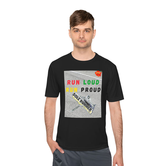 Run Loud, Run Proud-Whimsical Moisture Wicking Unisex T-Shirt For Runners
