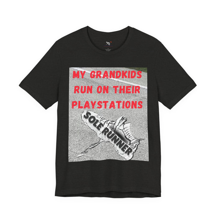 My Grandkids Run On Their Playstations: Unisex Jersey Short Sleeve Tee