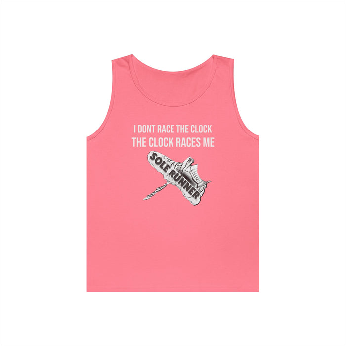 I Don't Race The Clock. The Clock Races Me: Unisex Heavy Cotton Tank Top
