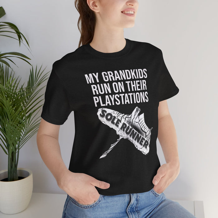 My Grandkids Run On Their PlayStations: Unisex Jersey Short Sleeve Tee