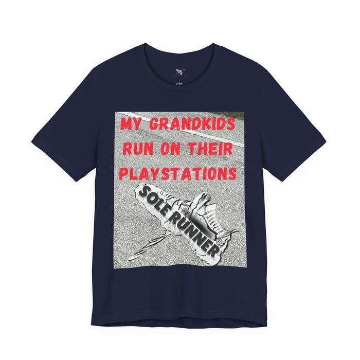 My Grandkids Run On Their Playstations: Unisex Jersey Short Sleeve Tee