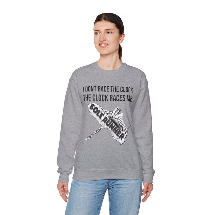 I Don't Race The Clock. The Clock Races Me: Unisex Heavy Blend™ Crewneck Sweatshirt