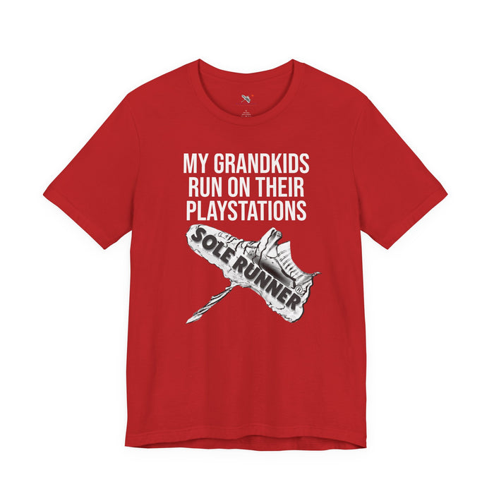 My Grandkids Run On Their PlayStations: Unisex Jersey Short Sleeve Tee