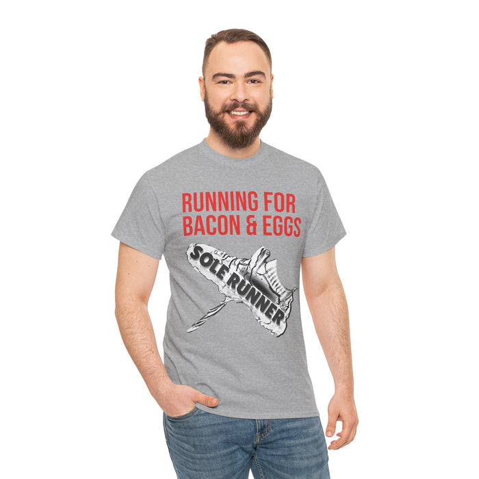 Running For Bacon & Eggs: Unisex Heavy Cotton Tee