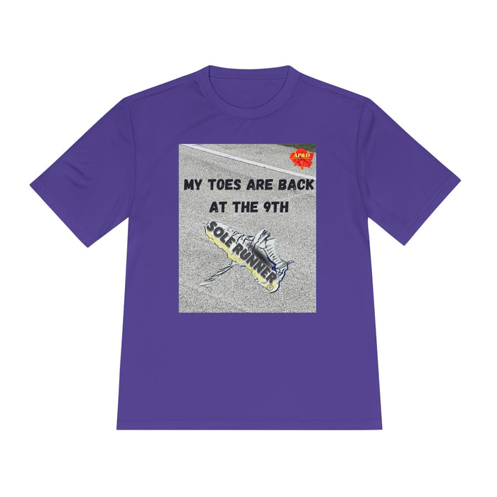 My Toes Are Back at the 9th-Whimsical Moisture Wicking Unisex T-Shirt For Runners