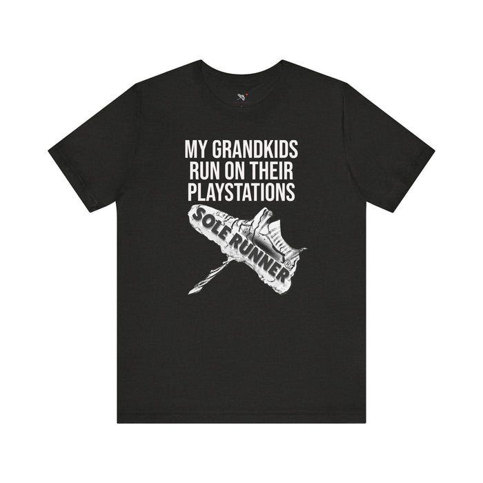 My Grandkids Run On Their PlayStations: Unisex Jersey Short Sleeve Tee