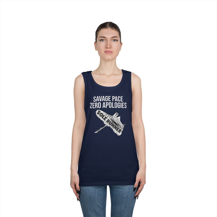 Savage Pace Zero Apologies: Unisex Heavy Cotton Tank Top