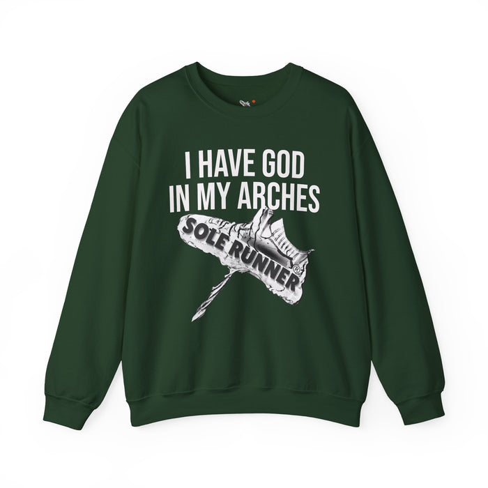 I Have God In My Arches: Unisex Heavy Blend™ Crewneck Sweatshirt