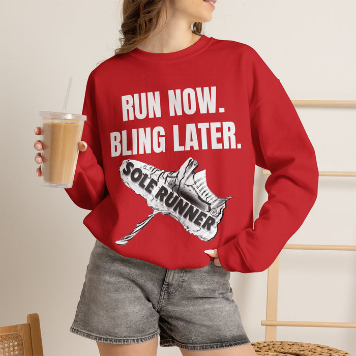 Run Now Bling Later: Unisex Heavy Blend™ Crewneck Sweatshirt