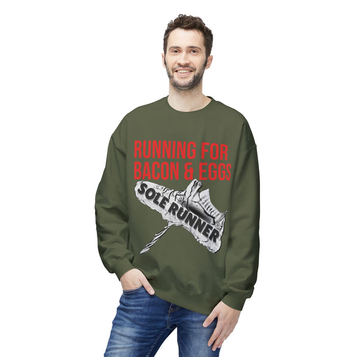 Running For Bacon & Eggs: Unisex Midweight Softstyle Fleece Crewneck Sweatshirt