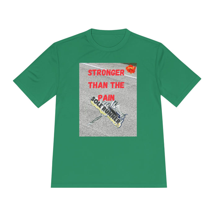 Stronger Than The Pain- Whimsical Moisture Wicking Unisex T-Shirt For Runners
