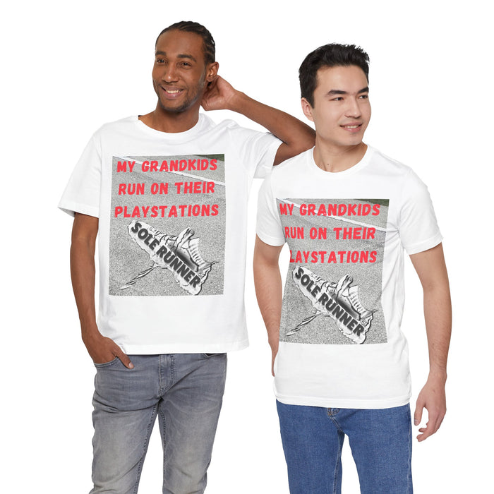 My Grandkids Run On Their Playstations: Unisex Jersey Short Sleeve Tee