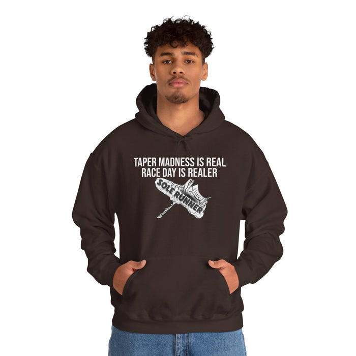 Taper Madness Is Real, Race Day Is Realer: Unisex Heavy Blend™ Hooded Sweatshirt