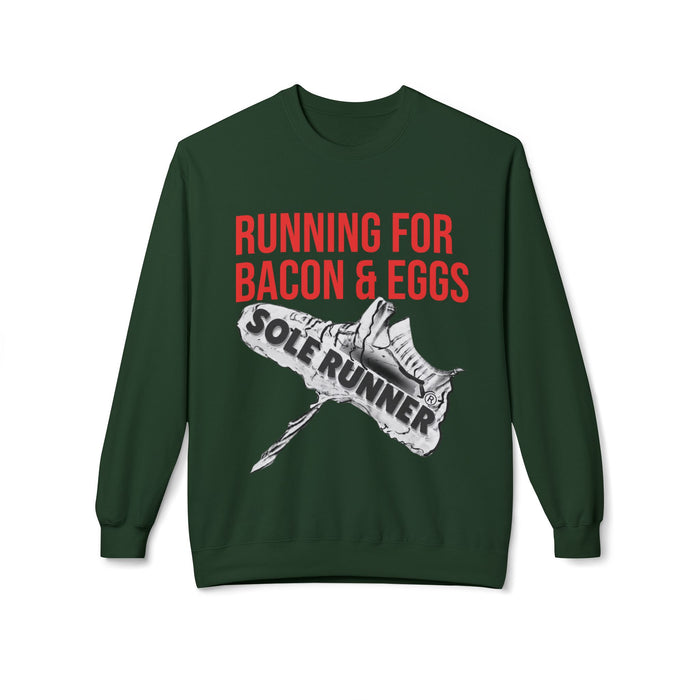 Running For Bacon & Eggs: Unisex Midweight Softstyle Fleece Crewneck Sweatshirt