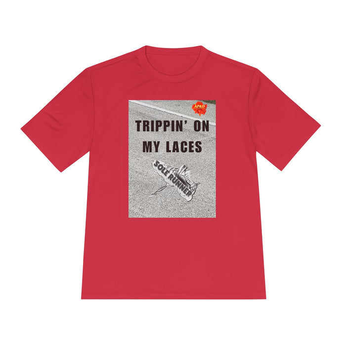 Trippin' On My Laces- Whimsical Moisture Wicking Unisex T-Shirt For Runners