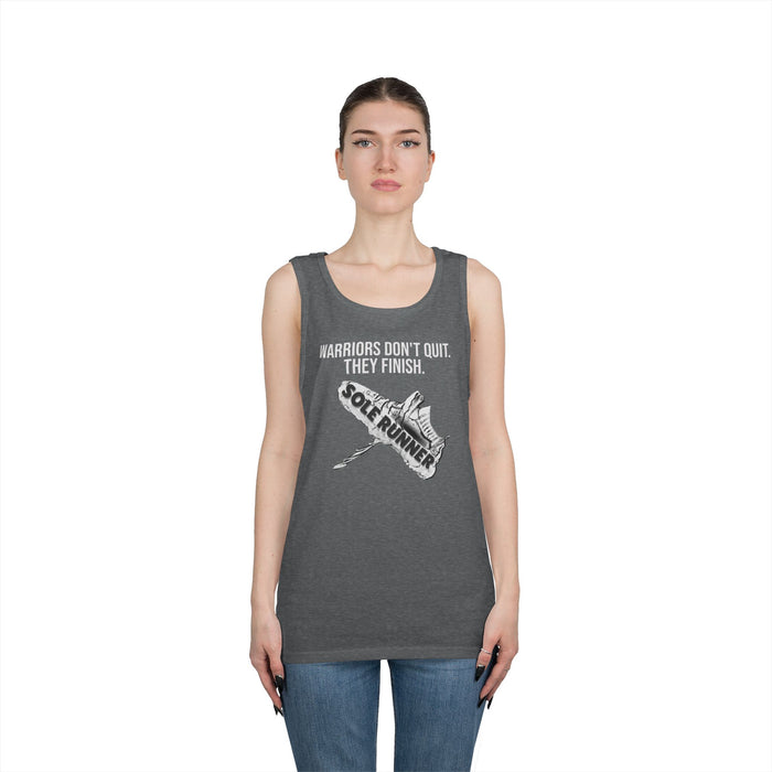 Warriors Don't Quit. They Finish.: Unisex Heavy Cotton Tank Top