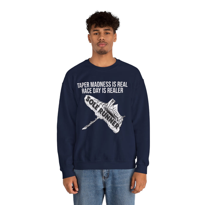 Taper Madness Is Real, Race Day Is Realer: Unisex Heavy Blend™ Crewneck Sweatshirt