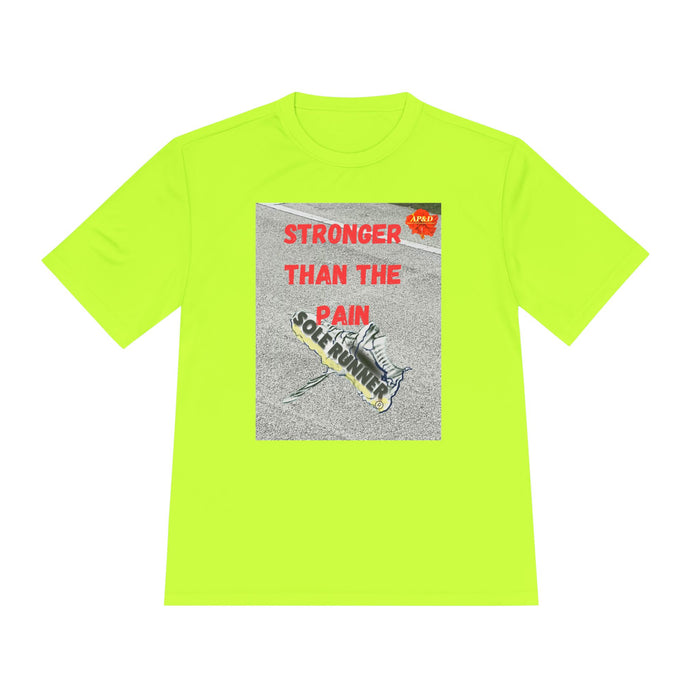 Stronger Than The Pain- Whimsical Moisture Wicking Unisex T-Shirt For Runners