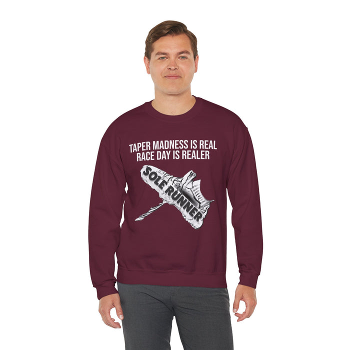 Taper Madness Is Real, Race Day Is Realer: Unisex Heavy Blend™ Crewneck Sweatshirt