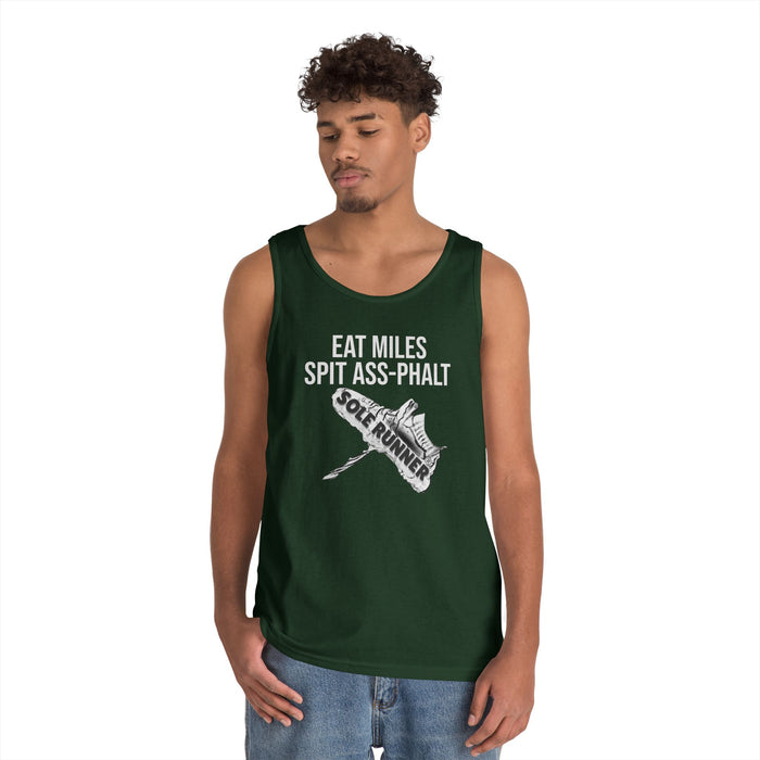 Eat Miles. Spit Ass-Phalt: Unisex Heavy Cotton Tank Top