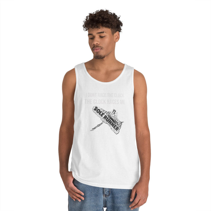 I Don't Race The Clock. The Clock Races Me: Unisex Heavy Cotton Tank Top