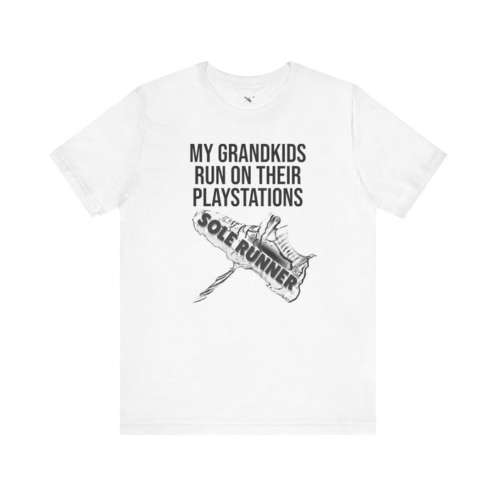 My Grandkids Run On Their PlayStations: Unisex Jersey Short Sleeve Tee
