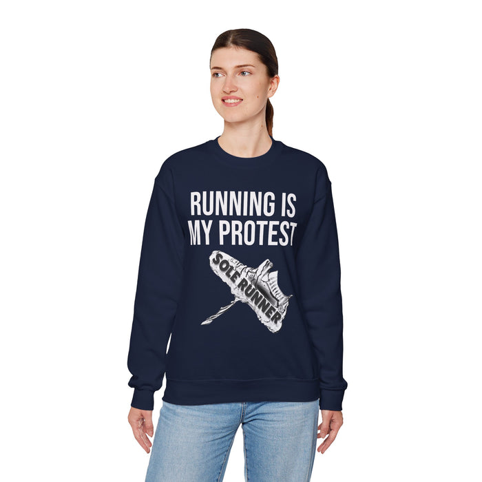 Running Is My Protest: Unisex Heavy Blend™ Crewneck Sweatshirt