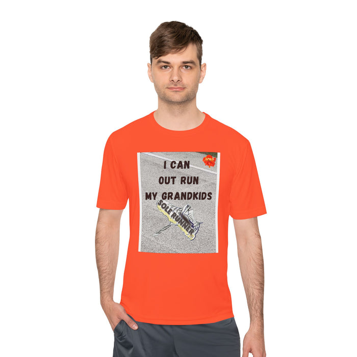 I Can Out Run My Grandkids-Whimsical Moisture Wicking Unisex T-Shirt For Runners