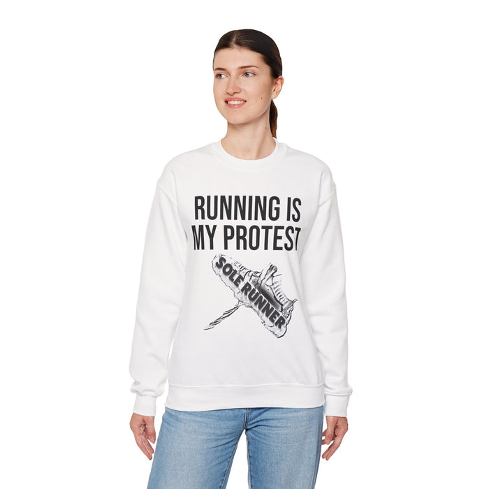 Running Is My Protest: Unisex Heavy Blend™ Crewneck Sweatshirt