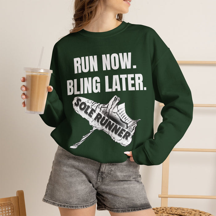 Run Now Bling Later: Unisex Heavy Blend™ Crewneck Sweatshirt