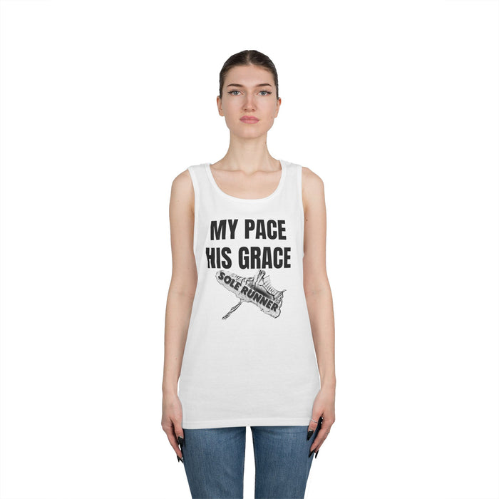 MY PACE. HIS GRACE; Unisex Heavy Cotton Tank Top