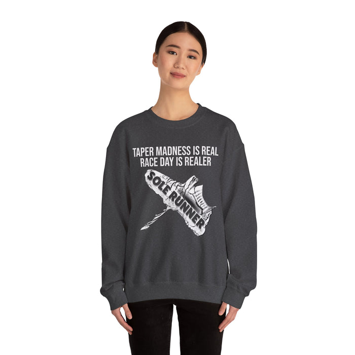 Taper Madness Is Real, Race Day Is Realer: Unisex Heavy Blend™ Crewneck Sweatshirt