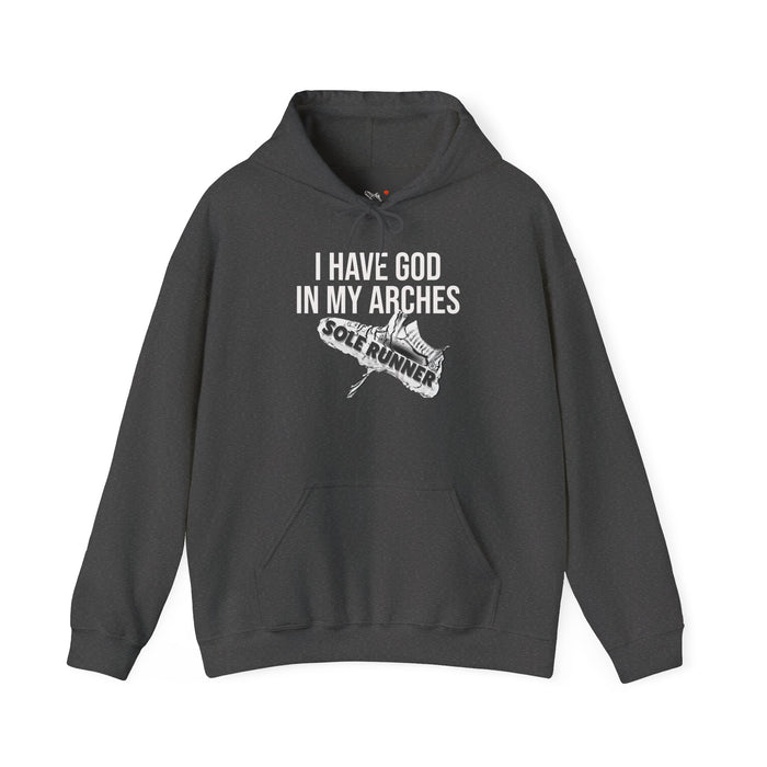I Have God In My Arches: Unisex Heavy Blend™ Hooded Sweatshirt