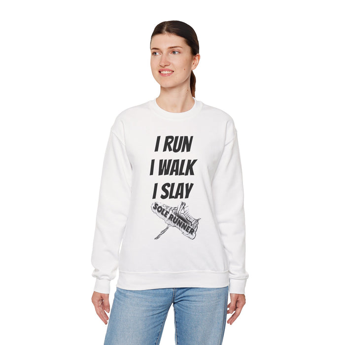 I Run. I Walk. I Slay Miles: Unisex Heavy Blend™ Crewneck Sweatshirt