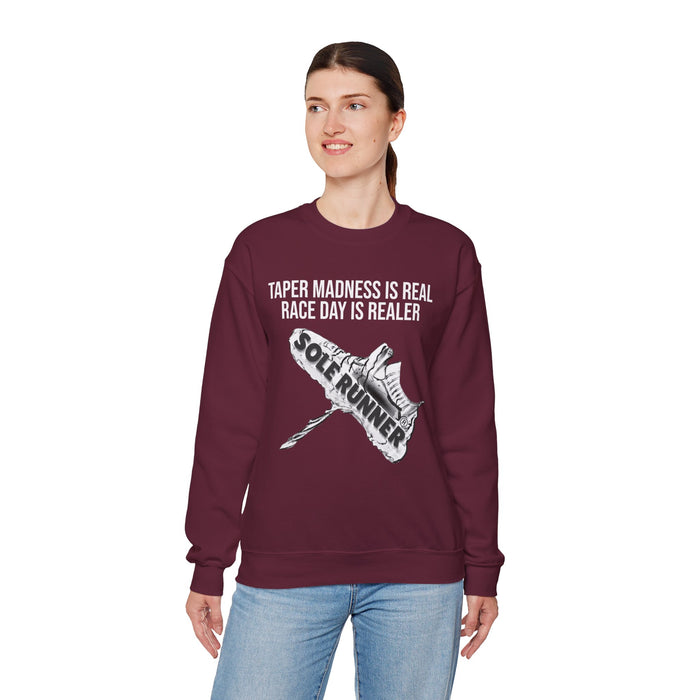 Taper Madness Is Real, Race Day Is Realer: Unisex Heavy Blend™ Crewneck Sweatshirt