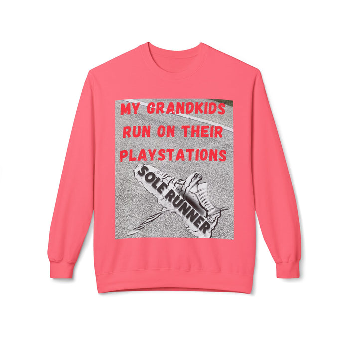 My Grandkids Run On Their Playstations: Unisex Midweight Softstyle Fleece Crewneck Sweatshirt