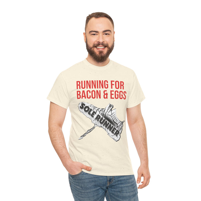 Running For Bacon & Eggs: Unisex Heavy Cotton Tee